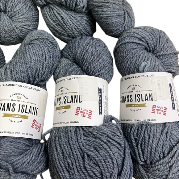 SWANS ISLAND YARN - 7 Skeins Worsted Rambouillet Wool & Alpaca Frost AAW145 Gray - Picture 3 of 6